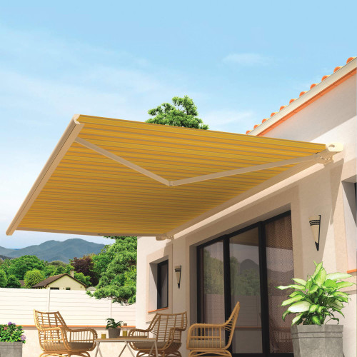 Toldo cofre Barbade 4 m x 3,5 m con motor, mando a distancia y sistema de emergencia