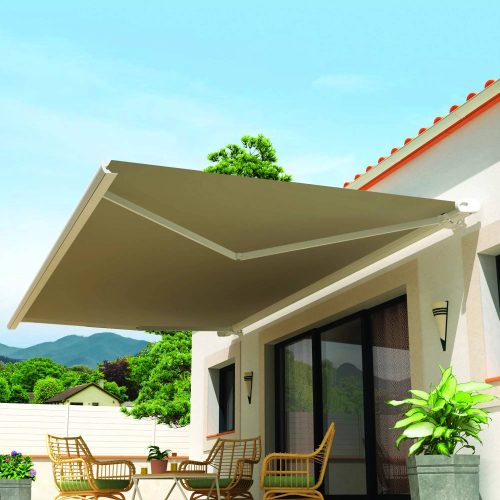 Toldo cofre Barbade 5 m x 3,5 m con motor, mando a distancia y sistema de emergencia